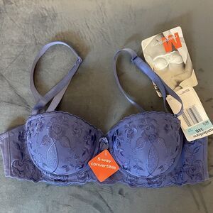 Maidenform Bra 34B 5 Way Convertible Blue Flowers Strapless